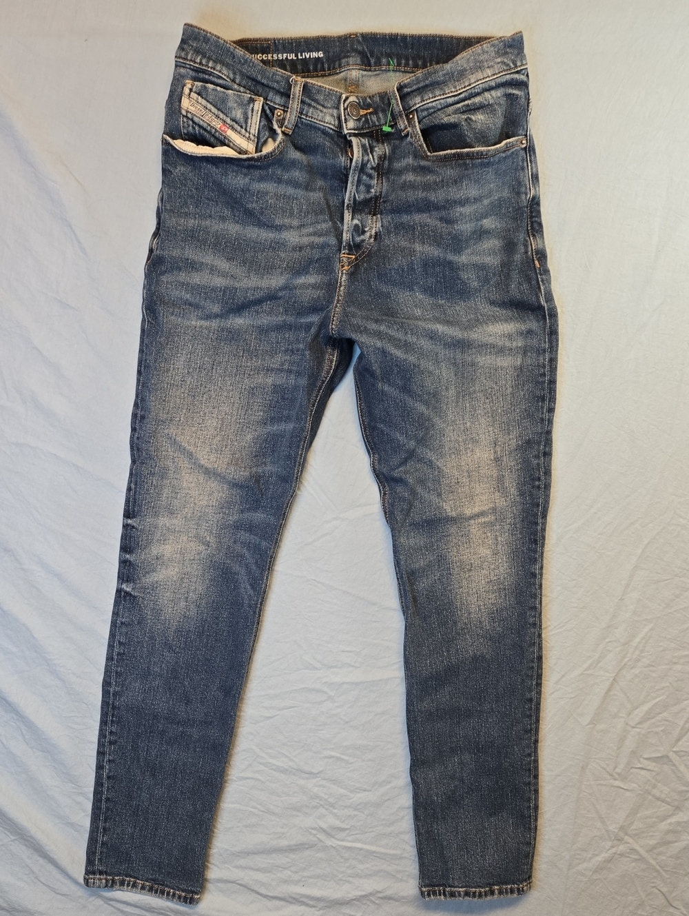 Diesel 2005 D-Finning Blue Washed Slim Tapered Fit Denim Jeans Vibtage Y2K